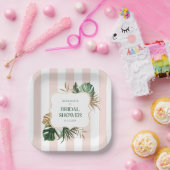 ピンクエレガントガーリーストライプブライダルシャワー ペーパープレート (パーティー)