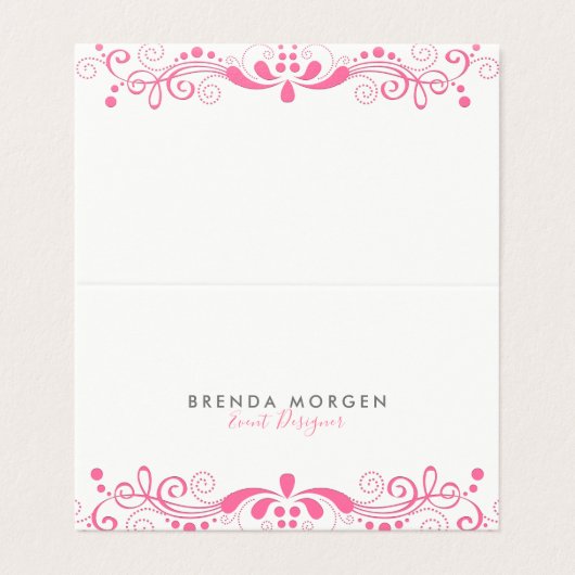 ピンクエレガントガーリースワールレース 名刺 (外部フラット)