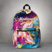 ピンクエレガントガーリーターコイズ大理石芸術 プリントバックパック