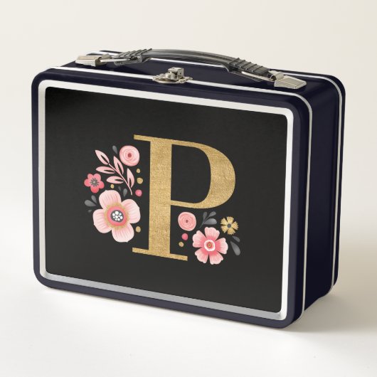 ピンクエレガントガーリーフローラ メタルランチボックス (正面)