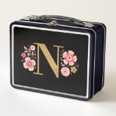 ピンクエレガントガーリーフローラ メタルランチボックス (正面)