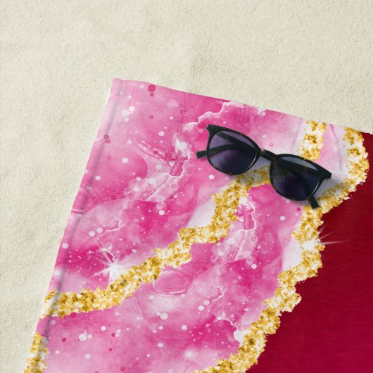 ピンクエレガントガーリーモノグラムの名前をカスタムする夏 ビーチタオル (インサイチュ)