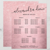 ピンクエレガントガーリーローズ金ゴールドグリッターメイクアップアーティスト (正面/裏面)