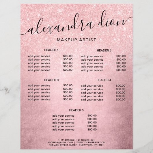 ピンクエレガントガーリーローズ金ゴールドグリッターメイクアップアーティスト (正面)