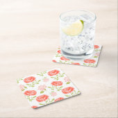 ピンクエレガントガーリーローズ スクエアペーパーコースター (インサイチュ)