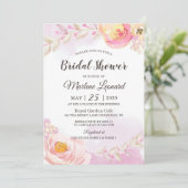 ピンクエレガントガーリー金ゴールドバラガーデンブライダルシャワー 招待状 (スタンド正面)