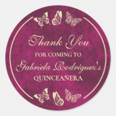 ピンクエレガントガーリー金ゴールド蝶キンセアニラ ラウンドシール (正面)