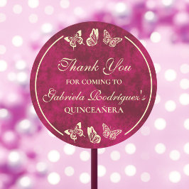 ピンクエレガントガーリー金ゴールド蝶キンセアニラ ラウンドシール