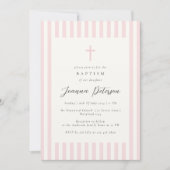 ピンクエレガントガールバプテスマ 招待状 (正面)