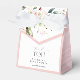 ピンクエレガントガール花赤ちゃんシャワーありがとう フェイバーボックス