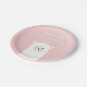 ピンクエレガントガール赤ちゃんシャワーかわいいかわいいラマ ペーパープレート (アングル)