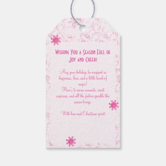 ピンクエレガントキッチュ水の色ディツィーホリデイ ギフトタグ (裏面)