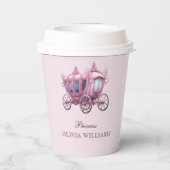 ピンクエレガントキャリッジプリンセスクラウン誕生日 紙コップ (裏面)