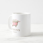 ピンクエレガントギンガムウォーターカラーガーデンマグ コーヒーマグカップ (正面左)