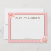 ピンクエレガントギンガムウォーターカラーガーデン ノートカード (正面)
