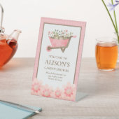 ピンクエレガントギンガムウォーターカラーガーデン 台座サイン (インサイチュ)