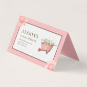 ピンクエレガントギンガムウォーターカラーガーデン 名刺 (正面)