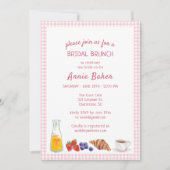 ピンクエレガントギンガムサマーブランチブライダルシャワー 招待状 (正面)