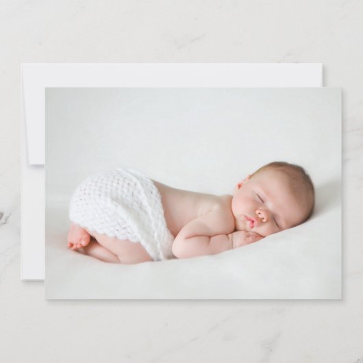 ピンクエレガントギンガムベビーガール2フォト誕生 案内状 (裏面)