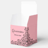 ピンクエレガントクインセアニラの黒い渦巻きと花 フェイバーボックス (オープン)