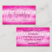 ピンクエレガントクガーリーラグジュアリースパークルグリッターグラム 名刺 (正面/裏面)