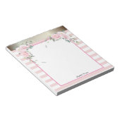 ピンクエレガントクストライプの、水色の花 ノートパッド (アングル)