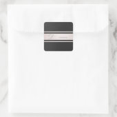 ピンクエレガントクストライプブラックテクスチャモノグラム スクエアシール (バッグ)