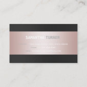 ピンクエレガントクストライププロフェッショナルモノグラム 名刺 (裏面)