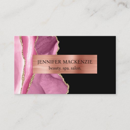 ピンクエレガントクブラックバラ金ゴールドアガテラグジュアリー 名刺 (正面)