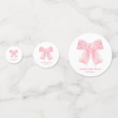 ピンクエレガントクボウ女の子の赤ちゃんシャワーかわいい写真 コンフェッティ (正面)