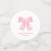 ピンクエレガントクボウ女の子の赤ちゃんシャワーかわいい写真 コンフェッティ (スモール正面)