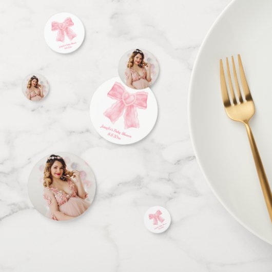 ピンクエレガントクボウ女の子の赤ちゃんシャワーかわいい写真 コンフェッティ (グループ)