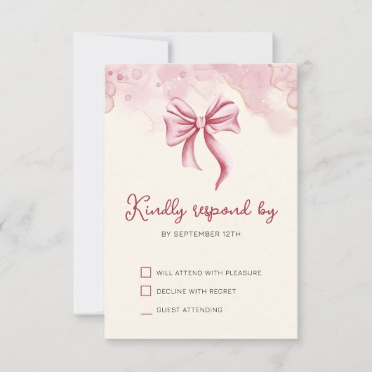 ピンクエレガントクボウ誕生日キンセアニラ 出欠カード (正面)