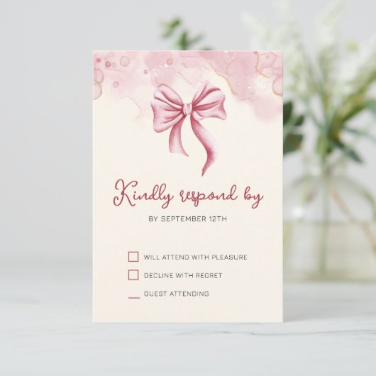 ピンクエレガントクボウ誕生日キンセアニラ 出欠カード (スタンド正面)