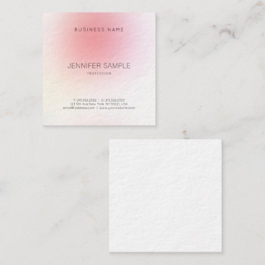 ピンクエレガントクモダンカラー調和ビューティフルラグジュアリー スクエア名刺 (正面/裏面)