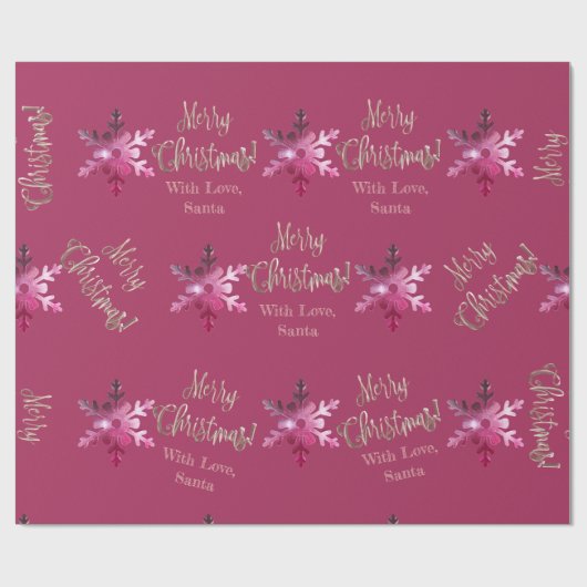 ピンクエレガントクモダンレッド雪片クリスマス ラッピングペーパー (フラット)