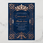 ピンクエレガントクラウンティアラキンセアニェラ 箔招待状 (正面)