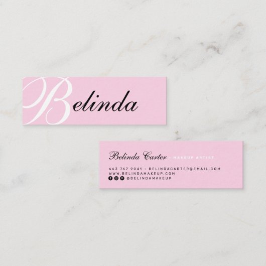 ピンクエレガントクラシックタイポグラフィモノグラモダンム スキニー名刺 (正面/裏面)