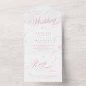 ピンクエレガントクラシック書道ビンテージ結婚式a オールインワン招待状 (内側)