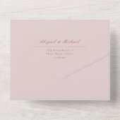 ピンクエレガントクラシック書道ビンテージ結婚式a オールインワン招待状 (裏面)