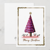 ピンクエレガントクリスマスツリーカード – ユニークフェスティバル シーズンカード (正面/裏面)