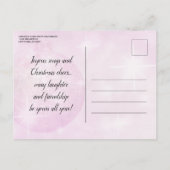ピンクエレガントクリスマスバウブルホリデーパーティー インビテーションポストカード (裏面)