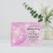 ピンクエレガントクリスマスバウブルホリデーパーティー インビテーションポストカード (スタンド正面)