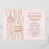 ピンクエレガントクリスマスパーティー企業のホリデー 箔招待状 (正面)