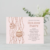 ピンクエレガントクリスマスパーティー企業のホリデー 箔招待状 (立ち正面)