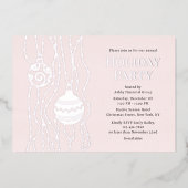 ピンクエレガントクリスマスパーティー企業のホリデー 箔招待状 (正面)