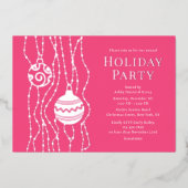 ピンクエレガントクリスマスパーティー企業のホリデー 箔招待状 (正面)