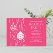 ピンクエレガントクリスマスパーティー企業のホリデー 箔招待状 (立ち正面)