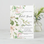 ピンクエレガントクリリアイボリーバラフローラブライダルシャワー 招待状 (スタンド正面)