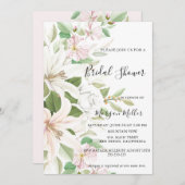 ピンクエレガントクリリアイボリーバラフローラブライダルシャワー 招待状 (正面/裏面)